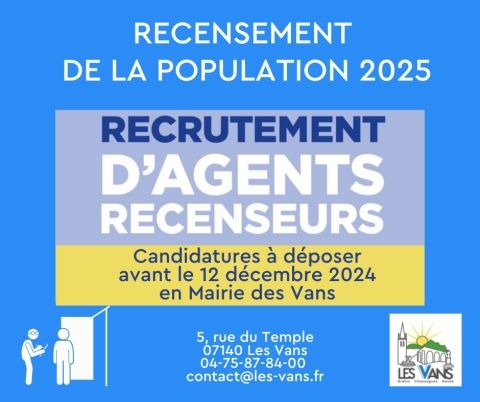 Recrutement agents recenseurs enquête 2025